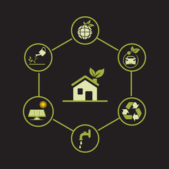 Vector world green energy and houses