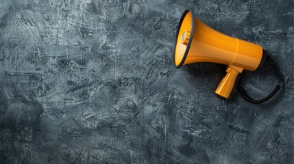 Megaphone symbolizing Refer a Friend on a gray background with copy space. Ai Generated