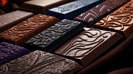 assorted dark chocolate bars. Pure cocoa elegance, Ai Generated.