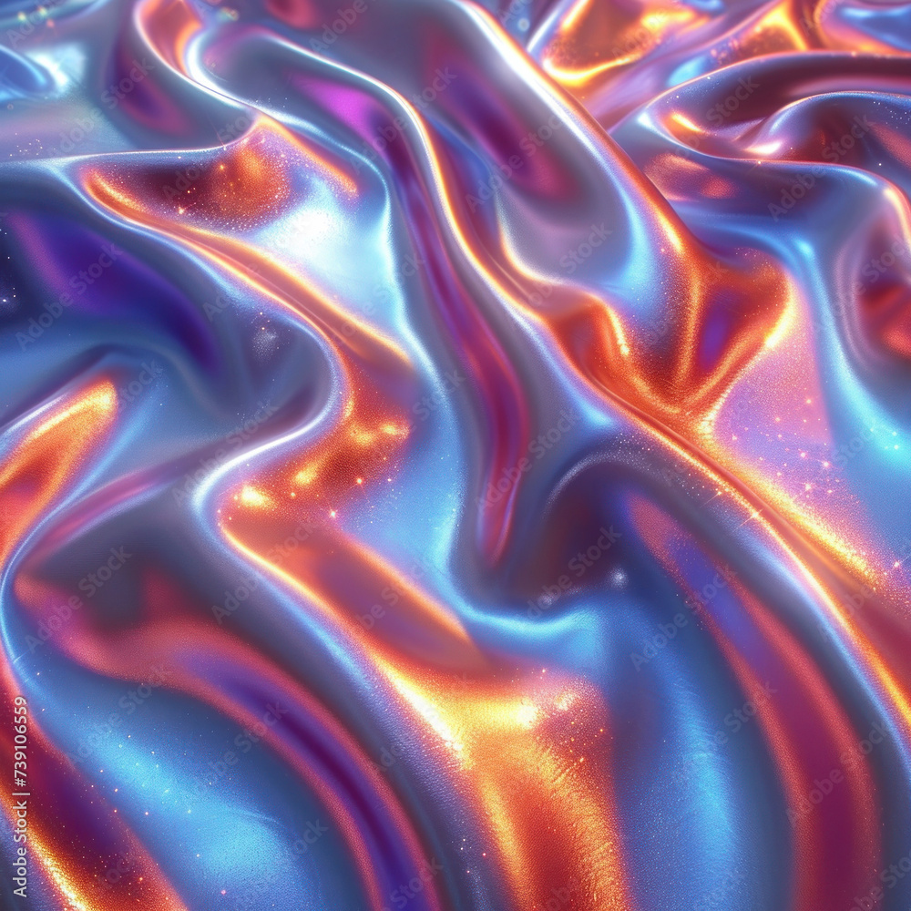 Poster metallic 3d abstract silk cloth 3d futuristic cyberpunk hyper realism detailed isolated colorful ref