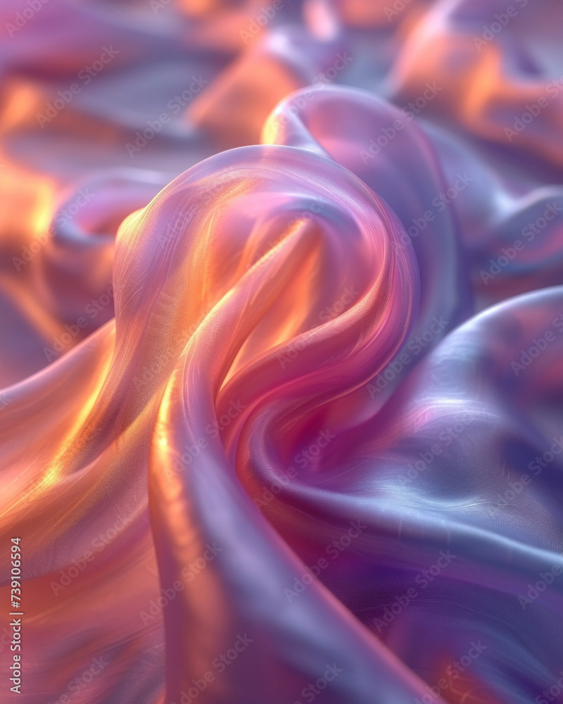 Poster metallic 3d abstract silk cloth 3d futuristic cyberpunk hyper realism detailed isolated colorful ref