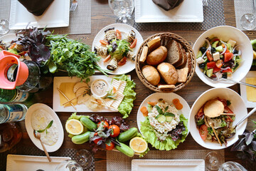 Abundant Spread of Food on a Large Dining Table