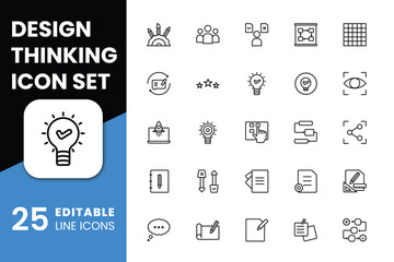 Design Thinking Icons in Line Style for Any Purposes. Perfect for website mobile app presentation. Suitable for any user interface and user experience