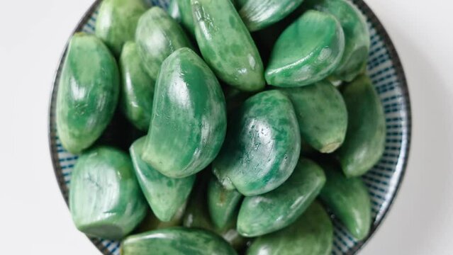 traditional Chinese food Laba garlic pickled garlic on white background.