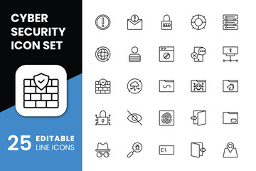 Cyber Security Icons in Line Style for Any Purposes. Perfect for website mobile app presentation. Suitable for any user interface and user experience