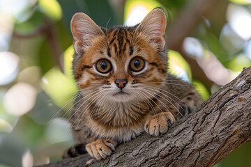 Naklejka na ściany i meble Tabbycat Kitten in a tree