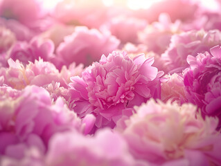 Obraz premium Banner or wallpaper featuring pink peonies 