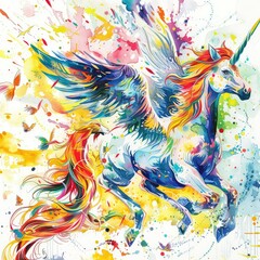 watercolor unicorn handpainted design background