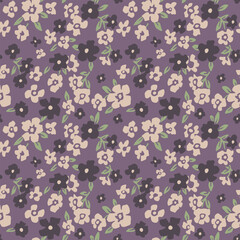 Japanese Pretty Garden Flower Leaf Vector Seamless Pattern