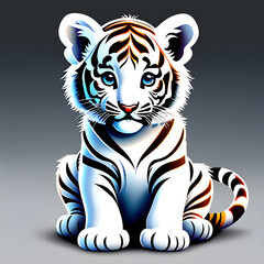 Vibrant Tiger Cub Expressions: Capturing the Beauty of Nature in Photography.(Generative AI)
