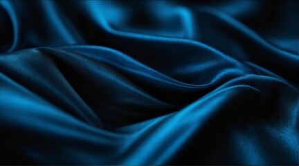 Fototapeta premium Wavy folds of luxurious satin velvet, elegant and smooth blue abstract silk texture folds background