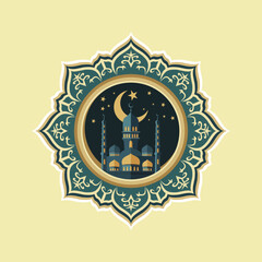colorful modern oriental islamic mosque vector
