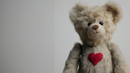 teddy bear with heart on red