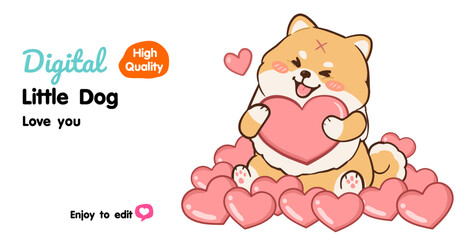 cute dog cartoon love you