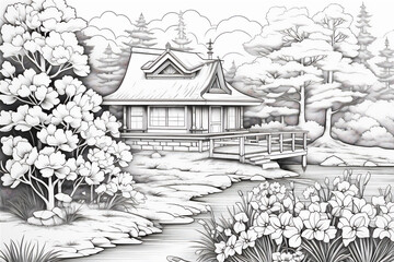Coloring Pages of Flower in garden 