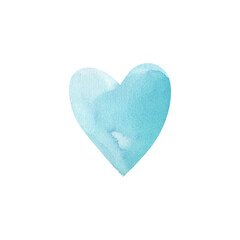 A hand-painted watercolor heart in blue, violet. The illustration is isolated on a white background. The holiday is Valentine's Day. An icon, a logo, a blank for printing a postcard.
