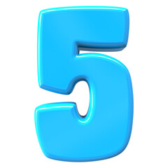 Blue Number 5 3D Render