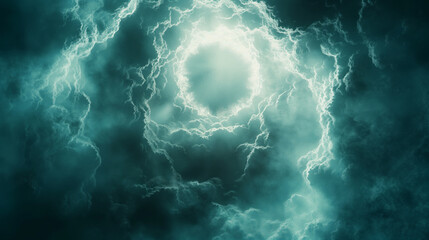Ethereal Electric Storm: Cosmic Energy Pulse in Cloudscape - obrazy, fototapety, plakaty