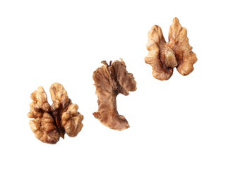 Chopped walnut isolated white background