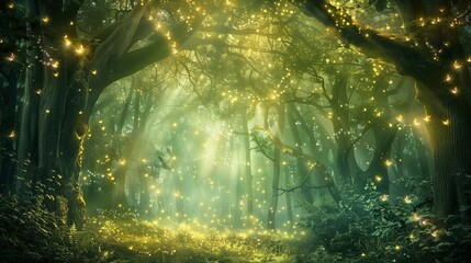At the heart of an enchanted forest, on Teacher's Day, a spectral clearing materializes, bathed in the soft glow of a thousand fireflies.