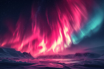 A mesmerizing aerial view of the Northern Lights dancing across the Arctic sky, showcasing the...