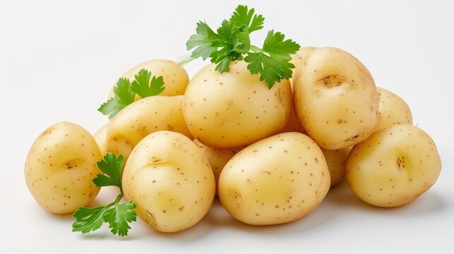 Fresh Unpeeled Tiny Potatoes grenailles on blank surface.