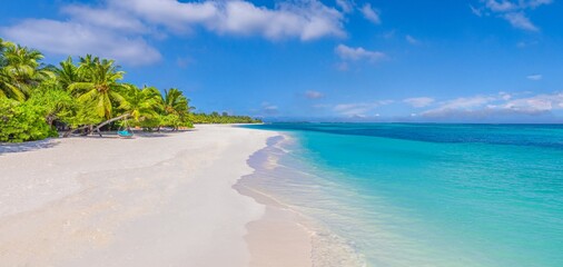 Best tropical beach landscape. Fantastic summer tourism coast, vacation destination, palm trees,...