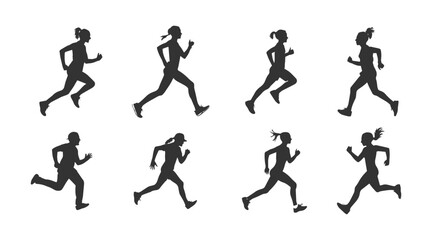 set of silhouettes of running athletes