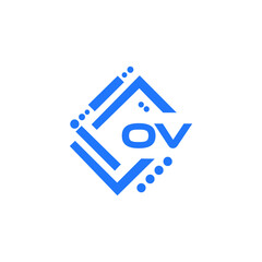 OV technology letter logo design on white background. OV creative initials technology letter logo concept. OV Vector letter logo design.