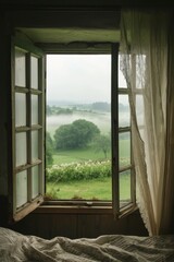 Open Window Overlooking Field