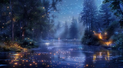 Underneath a canopy of twinkling stars, on Mother's Day, a spectral river winds its way through the heart of a mystical forest