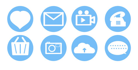 Fototapeta premium communication icon button set in blue color transparency PNG