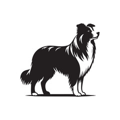 Celestial Canine Contour: Enigmatic Border Collie Silhouette in Moonlight - Border Collie Illustration
