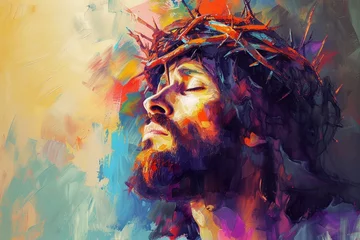Foto op Plexiglas Illustration von Jesus mit der Dornenkrone, Künstlerische Darstellung  © Herzog