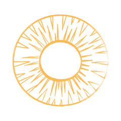 A hand-drawn circle of pineapple. Vector illustration. Pin. Logo