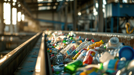 Disarrayed Train Track Overflowing With Bottles and Cans - obrazy, fototapety, plakaty