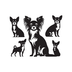 Tiny Guardian Elegance: Chihuahua Dog Silhouette in Moonlit Charm - Chihuahua Silhouette - Chihuahua Illustration - Chihuahua Dog Vector
