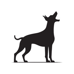 Majestic Guardian: Dynamic Doberman Pinscher Barking Silhouette Unleashed - Doberman Pinscher Barking Illustration - Doberman Pinscher Barking Vector Stock
