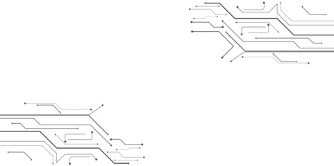 Vectors High-tech connection system on a white background. Technology digital circuit board background. Technology black circuit diagram.
