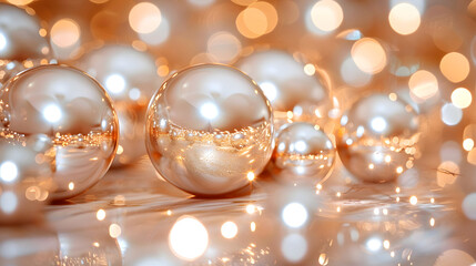 luxurious pearls on a bokeh background