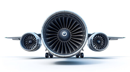 Jet engine for airplanes isolated on white background, generative ai