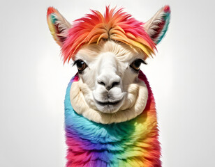 close up portrait of a  colorful llama