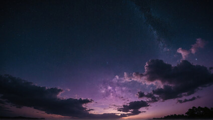 Beautiful Evening Sky with Stars and Clouds Creating a Colorful Atmosphere