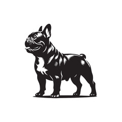 Celestial Companion: French Bulldog Silhouette in Moonlight Shadow - French Bulldog Illustration - French Bulldog Vector Stock
