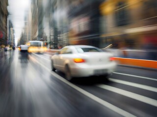 Fototapeta premium Abstract motion blur effect. City traffic at rush hour in the big city