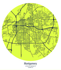 vector map of the city, Montgomery, Alabama, state of the United States for home walls and posters