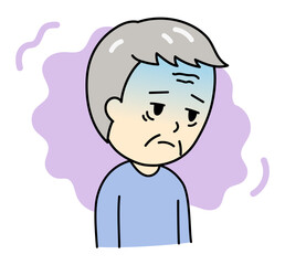 うつ病で気分が落ち込む顔色が悪いおじいさん