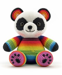 Illustration vector designs a handcrafted style amigurumi panda with detailed crochet patterns and...