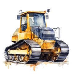 Watercolor tracked loader isolated on a white background - obrazy, fototapety, plakaty