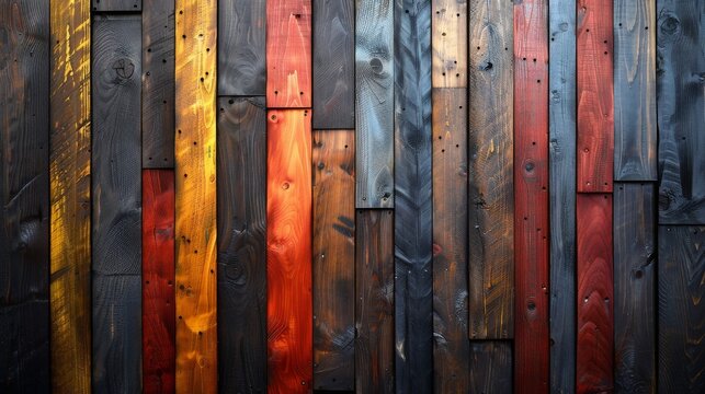 Colored wood planks